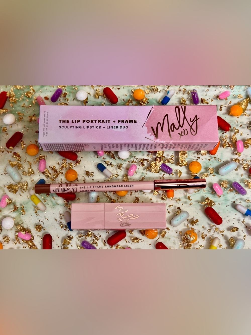MALLY Beauty Lip Portrait and Frame Sculpting Lipstick/Liner Duo NIB Desert Pink